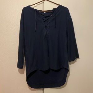 Madewell Libra Lace Up Top Tee